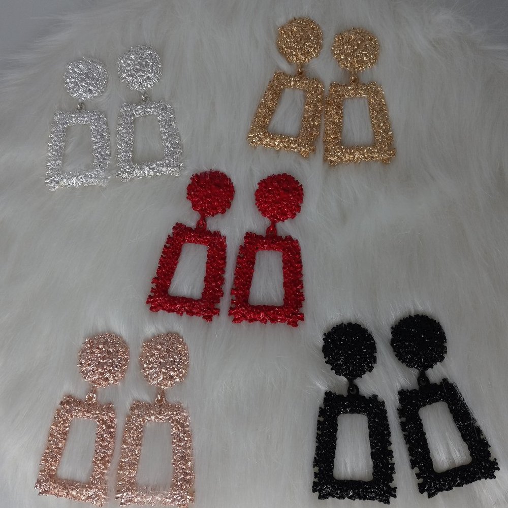 Small Rectangular Boho Chic Earrings Set Of 5